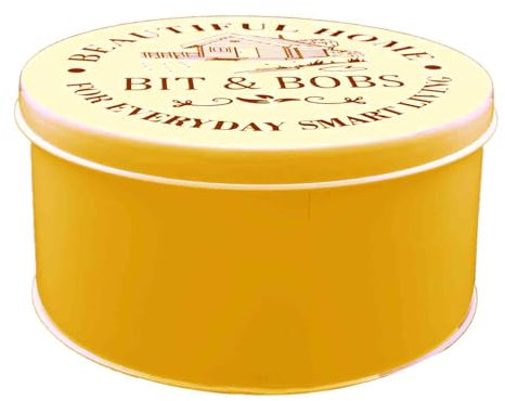 Bit & Bobs Round Deep Cake Storage, Flat Canister Cake,Biscuit,Cookies Storage tin Container ideal for Roti Chapati, cake Size 21.5cm (Yellow)
