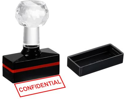 PATIKIL Vertraulich Stempel Selbstfärbend, Rote Tinte Bürostempel Nachfüllbarer Geschäftsstempel, Schwarz