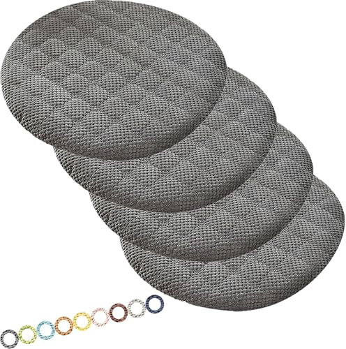 MCNDSI Rund Sitzkissen Stuhl Stuhlkissen 30/40/35/50/45 cm Sitzkissen Baumwolle Sitzpolster Stuhlauflage für Outdoor Indoor Gartenstuhl Küche oder Esszimmerstuhl(K1,4PCS_14INCH/35CM)