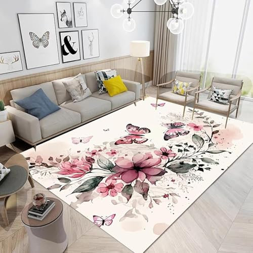 Bereichsteppich,3D-Teppich Bunter Fantasy-Schmetterling Entscheidender Moment Gedruckt Wohnkultur rutschfest Weich,Kinderzimmer-Teppich - Polyester-Soft-Touch 50 X 80 cm -4B4U9Q2L6Q