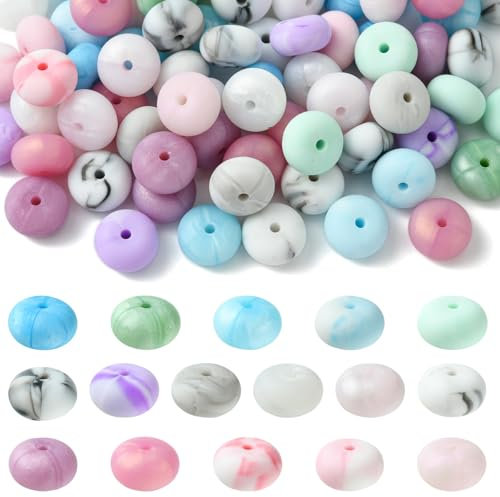 DanLingJewelry 100Pcs 14mm Multi-colored Silicone Round Beads for Craft Bead Jewellery Making