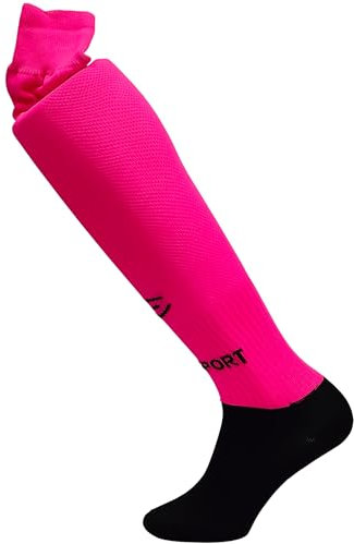 Chaussettes de sport longues, élastiques. Tissus techniques haute performance qui favorisent la respiration et couvrent les genoux (FR/ES, Alpha/lettres, M, Taille normale, Taille Tall, RoseF-Noir)
