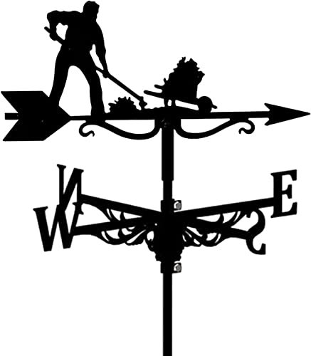 OLSKFUH Windfahne „Vintage Worker“, Windanzeiger Aus Edelstahl, Professionelles Windmessgerät Für Garten, Dach, Garage, Bauernhof, Scheune, Außendekoration,