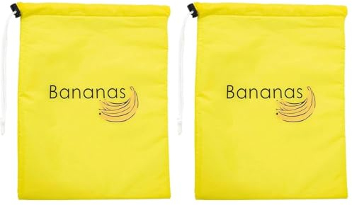 2 Pcs Reusable Banana Keepers, Drawstring Fruit Organizers for Refrigerator or Picnics, Yellow Banana Protector for Freshness