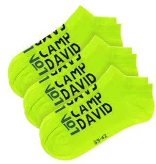 Camp David Herren Sneaker-Socken mit Intarsia-Logo, 3er Pack Neon Yellow 43-46