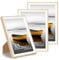 Baoee A5(14.8x21cm) Eiche weiß Zweifarbiger Bilderrahmen, 3er Set, Fotorahmen mit Acrylglas, A5 Rahmen, Posterrahmen, Zertifikatsrahmen, Wandmontierbar