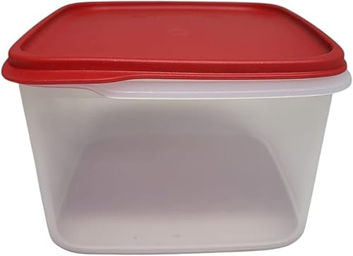 Tupperware Eidgenosse 2,5 Liter Quadratisch Kompaktbehälter Vorrat Modular Kühlschrank 2500ml rot transparent