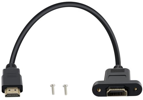 YINGAYOU HDMI Verlängerung mit Panel Mount Hochgeschwindigkeit 4K@60Hz HDMI Verlängerung mit Buchse für TV, Computer, Blu Ray Player, Xbox360 (0.3 m)