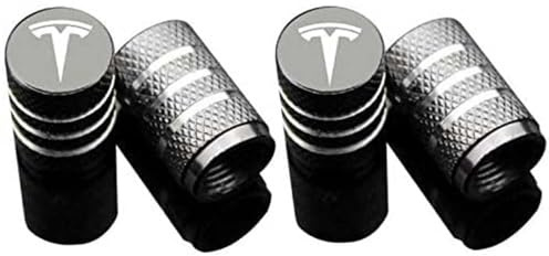Ventilkappen Auto für Tesla, 4 Stück Alu Ventilkappen Korrosionsbeständig Reifenventilkappen Ventildeckel mit Dichtung
