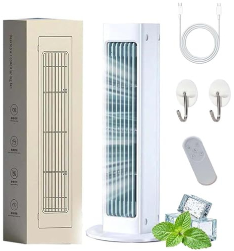 Breezamax - Qinux Breeza Max Fan Air Cooler, Air Breeze Klimaanlage Tragbarer Kühlventilator, Mobile Klimaanlage ohne Abluftschlauch, Leiser tragbarer Klimaanlagen-Lüfter (Weiß, Aufladbar)