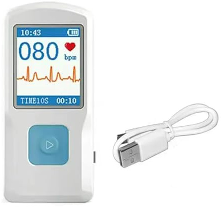 Koolenry Monitor Ecg Portatile Bluetooth, Elettrocardiogramma Visibile, Monitor Ecg Digitale Multifunzionale con Schermo A Colori Pm10