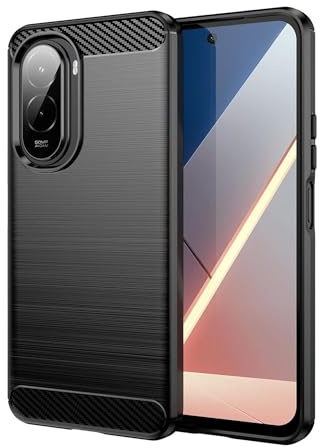 Wigento TPU Hülle für Xiaomi Poco M7 4G Carbon Fiber Design Textur Schutz Cover Schwarz