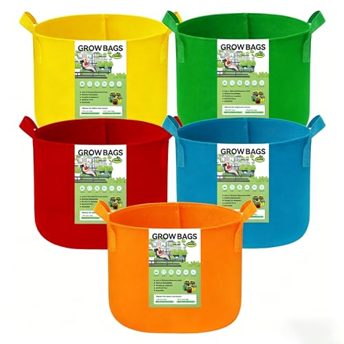 VJJXUU 5Pcs 10 Gallon Grow Bags, Colorful Fabric Plant Grow Bags