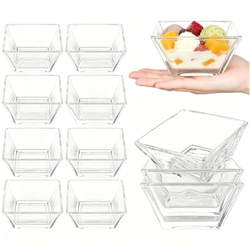 LDXDRU 12 Stück Glasschüssel Set 230ml Dessertschalen Glas Salatschüssel glas kleine Glasschalen Transparente Glasschüssel für Desserts Salate Dips, Tapas, Buffet Empilable Schale