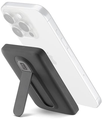 Cellularline Power Bank 5.000 mAh Qi2 15W con Stand Integrato e USB-C 20W – Soft-Touch, Mag Stand - Nero