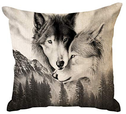 Violetpos Kissenhülle Deko Sofa Zierkissenbezug Auto Zierkissenbezüge Kissenbezüge Kopfkissen Kissen 2 Wölfe Kuscheln Sich Zusammen Liebe 40 x 40 cm