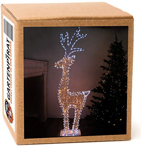 3D-Rentier XXL 150 cm, 562 LED, warm-/kaltweiß, Weihnachten Beleuchtung außen