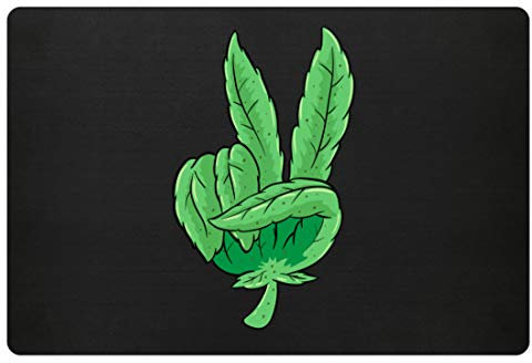 generisch Peace Weed Cannabis Blatt Joint Gras Hanf lustig Kiffer Fußabtreter Drogen - Fußmatte -60x40cm-Schwarz