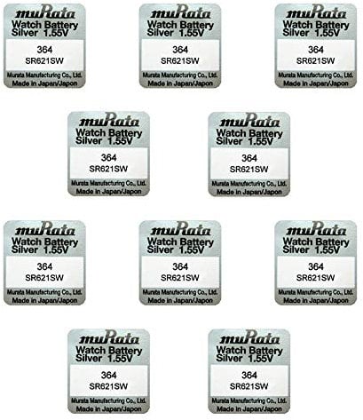 10 x Murata 364 SR60 AG1 SR621SW Silberoxid 0 % Quecksilber Uhrenbatterien [10 Stück]