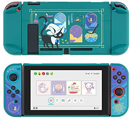 GeekShare Funda de Halloween Funda Ultrafina Compatible con Nintendo Switch y Joy con - Absorbente de Golpes y Resistente a Arañazos - Alchemy Cat