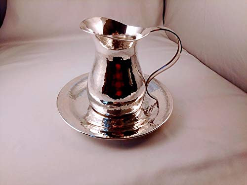 Brocca con Piatto in SilverPlated Martellata (Argento, Ottone)