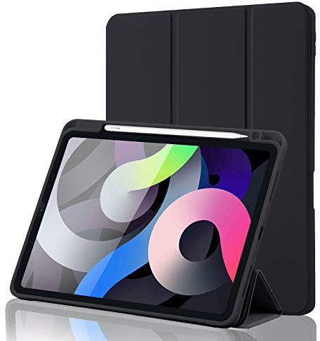 Hülle für iPad Air 7 11 Zoll 2025 M3/Air 6 2024 M2/Air 5/4 2022 2020 10,9 Zoll mit Stifthalter, Magnet-Trifold Hülle mit iPencil 2. Gen Aufladen, Auto Schlafen/Wachen, Leichter TPU Schutz, Schwarz