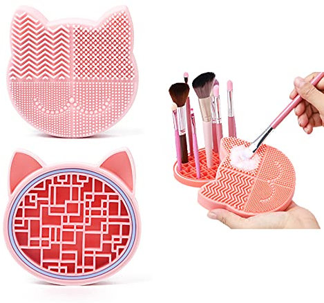 Silikon Make-Up Pinselreiniger 2 in1 Silikon Pinselreiniger Pinselreiniger aus Silikon Make-Up Pinsel Reinigungsmatte Matte Pinsel Reinigungspad Für Reinigung Verschiedener Ihrer Make-Up Pinsel