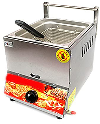 Gewerbliche Gas Fritteuse Edelstahl Fritteuse mit Frittierkorb und Deckel, Schnelles Erhitzen, Arbeitsplatte Öl Friteuse Für Restaurant Home für Brathähnchen und Pomm
