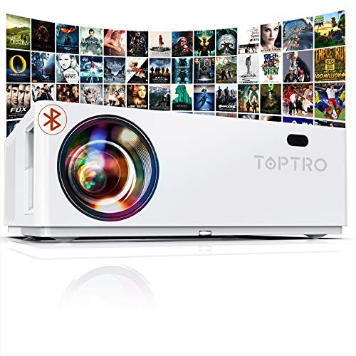 Proyector Full HD, WiFi Bluetooth - 9000 lúmenes TOPTRO 5.0G WiFi Proyector Nativo 1080P Compatible con 4K con zoom de 300 y 61% de zoom Compatible con TV Stick iOS/Android, Blanco.