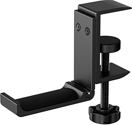 QIMEI-SHOP Headset Halter Faltbarer Kopfhörerhalter Aluminium Ohrhörer Aufhänger mit Schrauben und Schraubenschlüssel Schwarz 8x5,3x3 cm