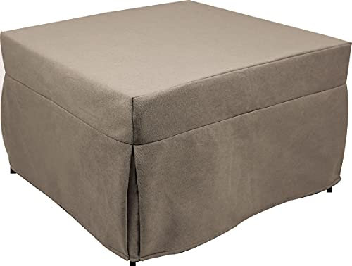 Dmora Puof in ein Einzelbett umwandelbar, Made in Italy, Klappbett, Pouf aus abnehmbarem, platzsparendem Stoff für das Wohnzimmer, 78x78 / 195h45 cm, Taubengrau
