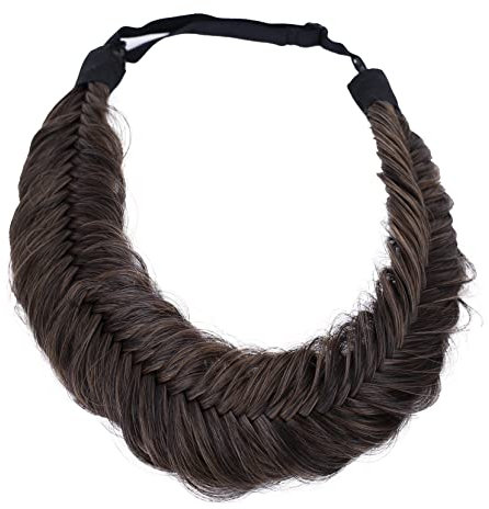 CAISHA Fischgrätenzopf Zopf Haarteil Haarband Stirnband Haarschmuck Geflochten Braun Mix HZ301