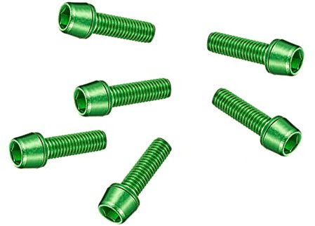 ihreesy Fahrrad Vorbau Schrauben,6 Stück M5 x 18 mm Stahl Fahrrad Vorbau Schrauben Fahrradlenker Vorbau Schrauben Mountainbike Kegelschrauben Schrauben mit Unterlegscheiben,Grün