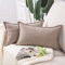 Madizz 2er Set kurzen Chenille Zierkissenbezüge weicher dekorativer Kissenbezug für Sofa, Schlafzimmer Kissenhülle Helltaupe 40x60 cm Rechteckig