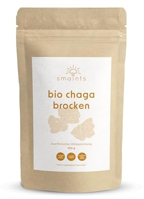 smaints Bio Chaga Brocken | Bio Chaga Tee aus finnischer Wildsammlung | Naturbelassen, unbehandelt & laborgeprüft | Große Pilzstücke bis 5cm für mehrfache Nutzung