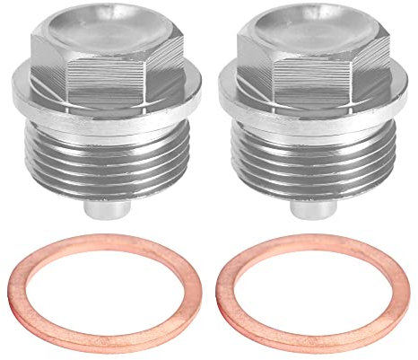 A ABSOPRO Tappo Coppa Olio Motore 2 Set Olio Scarico Tappo Alluminio Lega Argento Tono M24x1.5