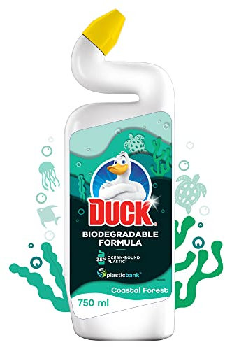 Duck Biodegradable Toilet Cleaner Liquid, Removes Limescale, Long Lasting Fragrance, Biodegradable Formula, Coastal Forest, Pack of 8 (8 x 750ml)