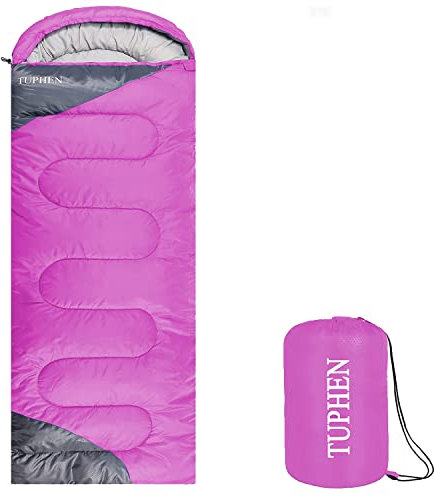 tuphen - XL Sleeping Bags: 3-4 Seasons Warm Cold Weather - Camping Sleeping Bag for Hiking Backpacking - Packable Travel Gear Summer Winter - Adults Kids Girls Boys, Light Purple Grey