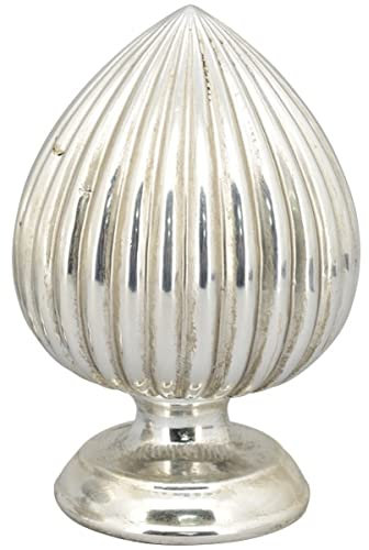 dekorativer Pinien-Zapfen Deko-Zapfen gerillt Altsilber in eleganter Shabby Landhaus-Optik ca. 24,5 cm hoch