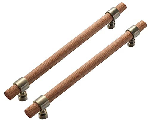 2 Piezas Pomos y Tiradores Madera,Tiradores Cajones Madera con Tornillos para Puertas Tiradores Madera de Muebles Tiradores Cocina Tiradores Armarios Madera (Hole Pitch,192mm,D)