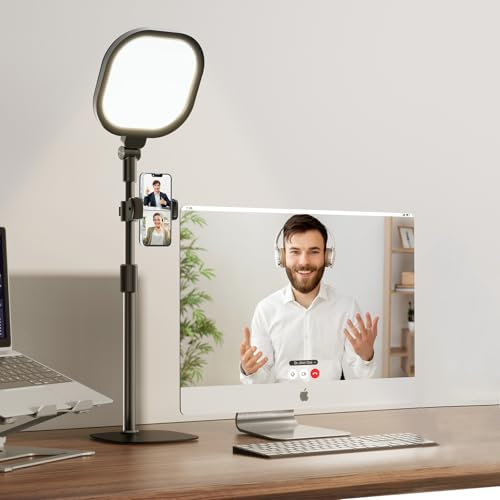 LitONES Desktop Video Conference Light, Zoom Lighting for Computer, 30 Lighting Modes Desk Ring Light with Stand & Phone Holder, Desk Lamp for Home Office, Laptop, Webcam Video Calls, Filming