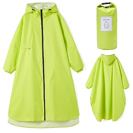 Ynport Crefreak Femmes Long Imperméable Manteaux de pluie Léger Poncho Packable Extérieur à Capuchon Vêtement de Pluie Coupe-vent Avec Manches et Poche,Noir Blanc Animal