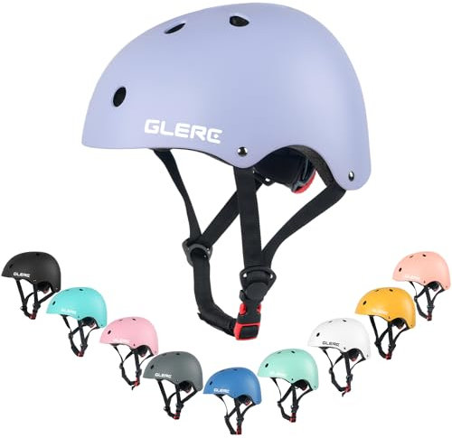 Glerc Casque de vélo, scooter, réglable et multi-sport, pour garçons et filles de plus de 8 ans, taille M, violet