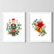 Din A4 Kunstdruck ohne Rahmen 2er Set - Weihnachten - Nussknacker Glocke Weihnachtsstern- Christmas Advent Weihnachstdeko - Aquarell - Bild Poster Druck