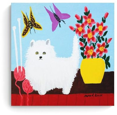 NgAnoh Maud Lewis Kunstdruck auf Leinwand, Motiv Katze und Schmetterling, 60 x 60 cm