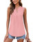 WNEEDU Canotta Donna Estive Scollo a V Camicette Estivo Magliette Casual Tank Top Senza Maniche(Rosa,L)