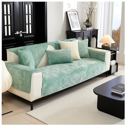 HonunG Samt Sofabezug L Form Sofa Überzug Sofadecken für Sitzfläche Sofaschoner rutschfest Waschbar 1 2 3 4 Sitzer Sofadecke rutschfest Couch Überzug Sofa Cover (Grün,70x150cm)