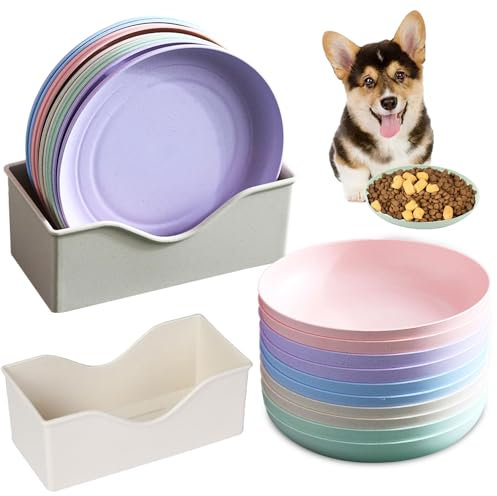 10 Stück Katzennapf,Katzenschüssel,Katzennapf Flach,Fressnapf Katze Futternapf,Runden Katzenteller,Fressnapf Katze,Bunt Katzenfutter Napfset,Cat Plate für Kätzchen und kurzbeinige Katzen