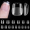 ZIFUTON 450pcs Capsule Americaine Ongle Court, Faux Ongles Court Carré, Capsule Ongle Gel x Pose Americaine Couverture Complète Pour Débutant,Salons de Manucure Nails-Transparent-15 Tailles-Semi Givré