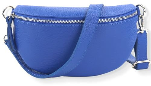 Blade Bauchtasche Damen Echtleder, stylische Gürteltasche Damen mit Leder abnehmbaren & verstellbaren Breiten Gürtel, Crossbody Bag Damen, Hochwertige Brusttasche für Frauen-BLAU
